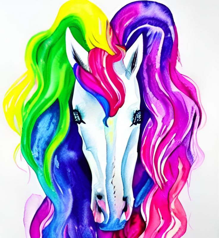 Digitales Bild Pferd mit Regenbogen Mähne